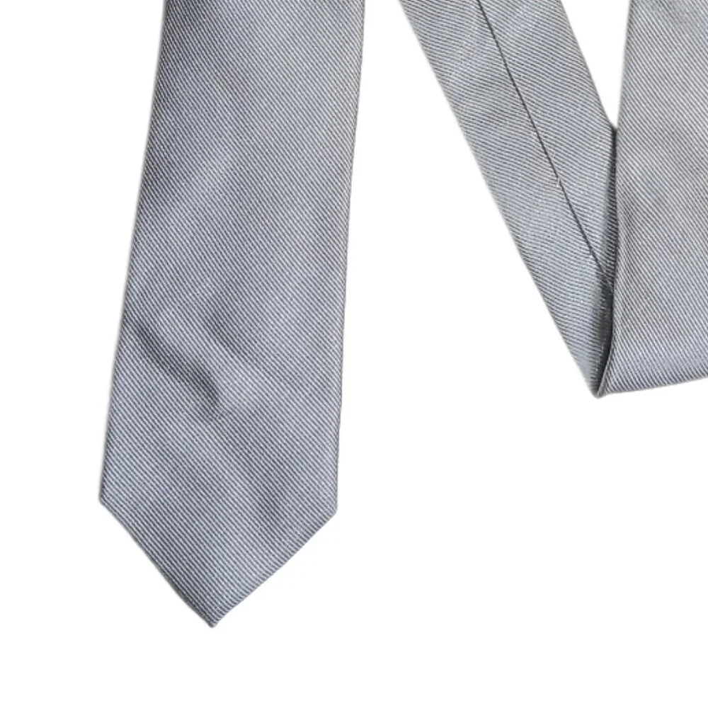 Lord & Taylor Silk Tie Boys 52” Solid Gray Designer Skinny Tie New